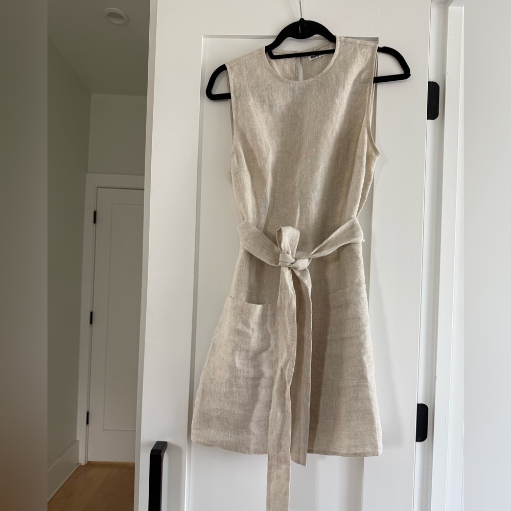 Reformation Beige Tie-Waist Mini Dress - Picture 2 of 9